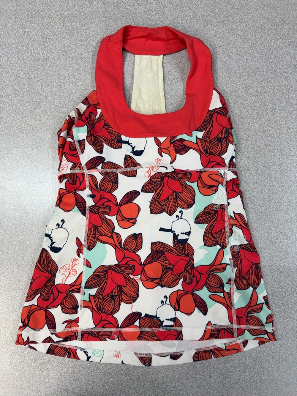 Lululemon Red Floral Racerback Tank Top Fat Bird Ujjayi Print Athletic Gymwear